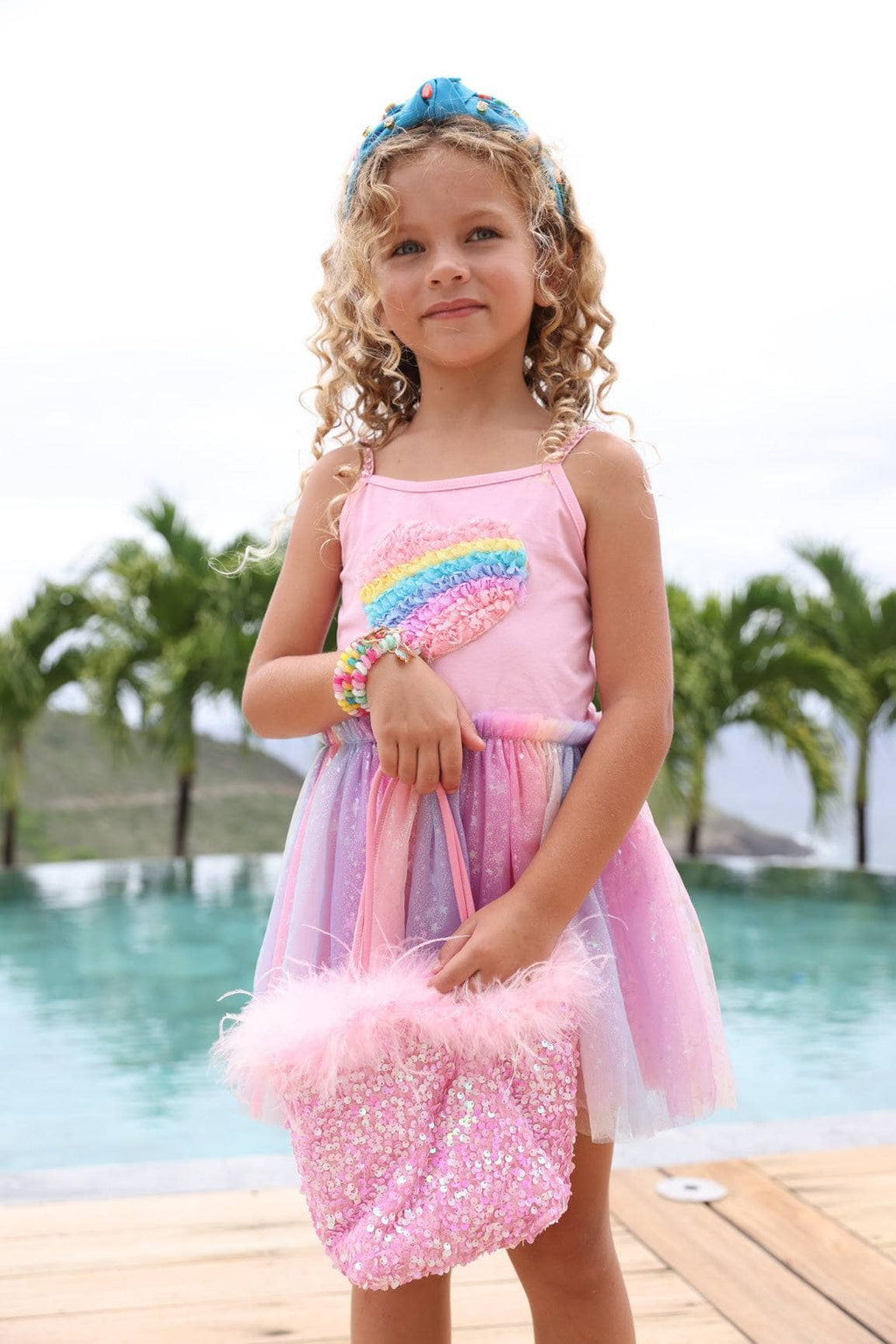 3D Rainbow Heart Shimmer Dress