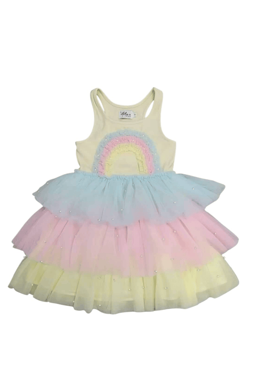 3D Rainbow Yellow Tank Dress