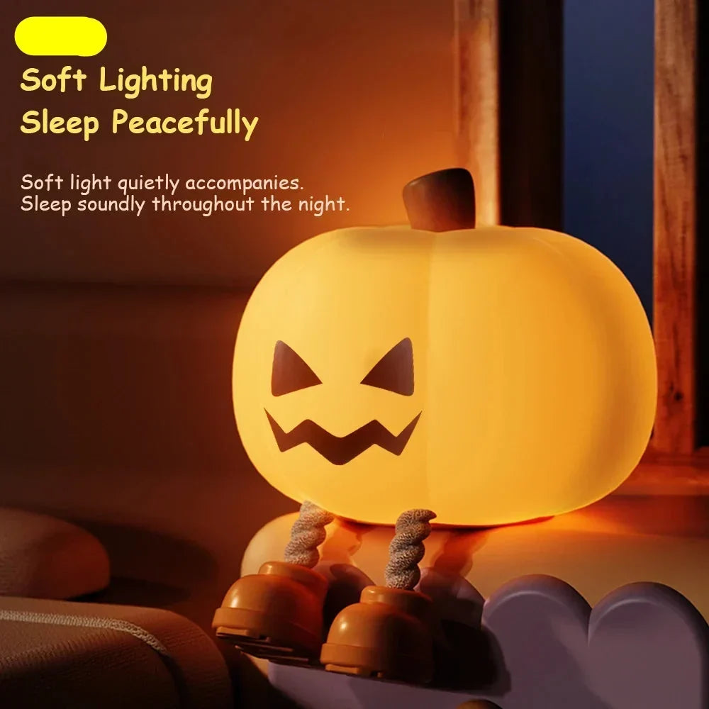 Soft Glow Pumpkin Silicone Night Light – Warm LED Sleep Companion