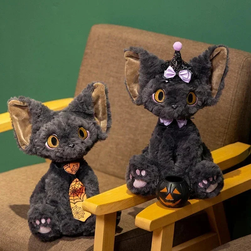 Spooky Black Cat Witch Plush Toys for Halloween Fun